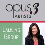 Opus 3 Artists logo with Lamling Group group logo and photo of Amy Lam